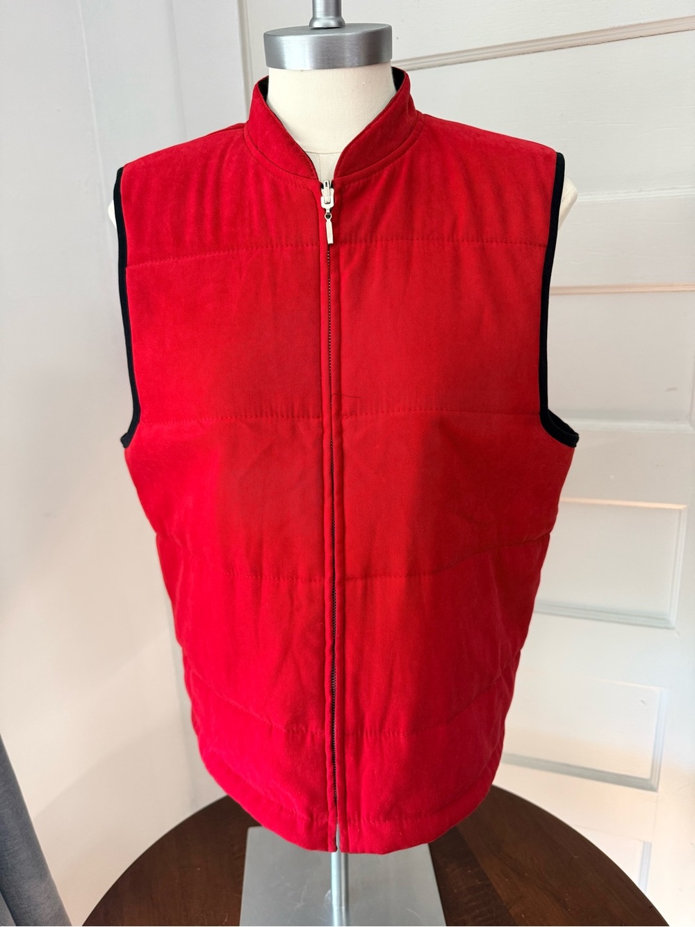 Talbots: Reversible Thin Quilted Winter Puffer Vest Jacket Red Black Size Medium